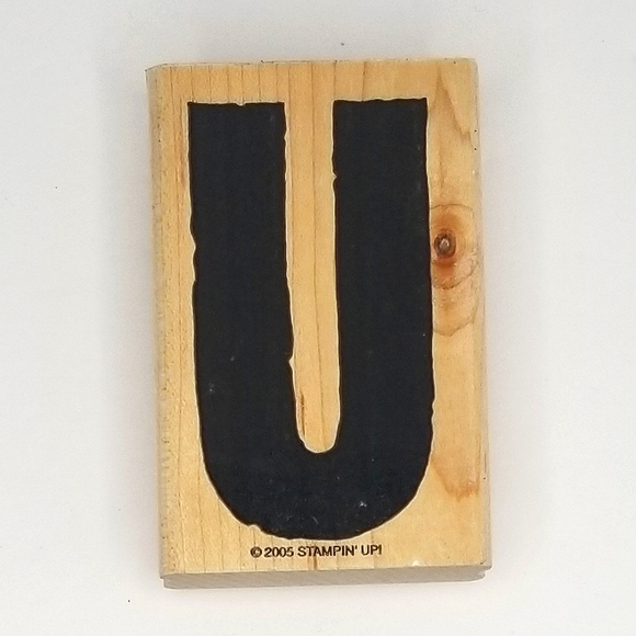 Stampin' Up "All About U" Chunky Rugged 'U' Wooden Rubber Stamp - Picture 1 of 3